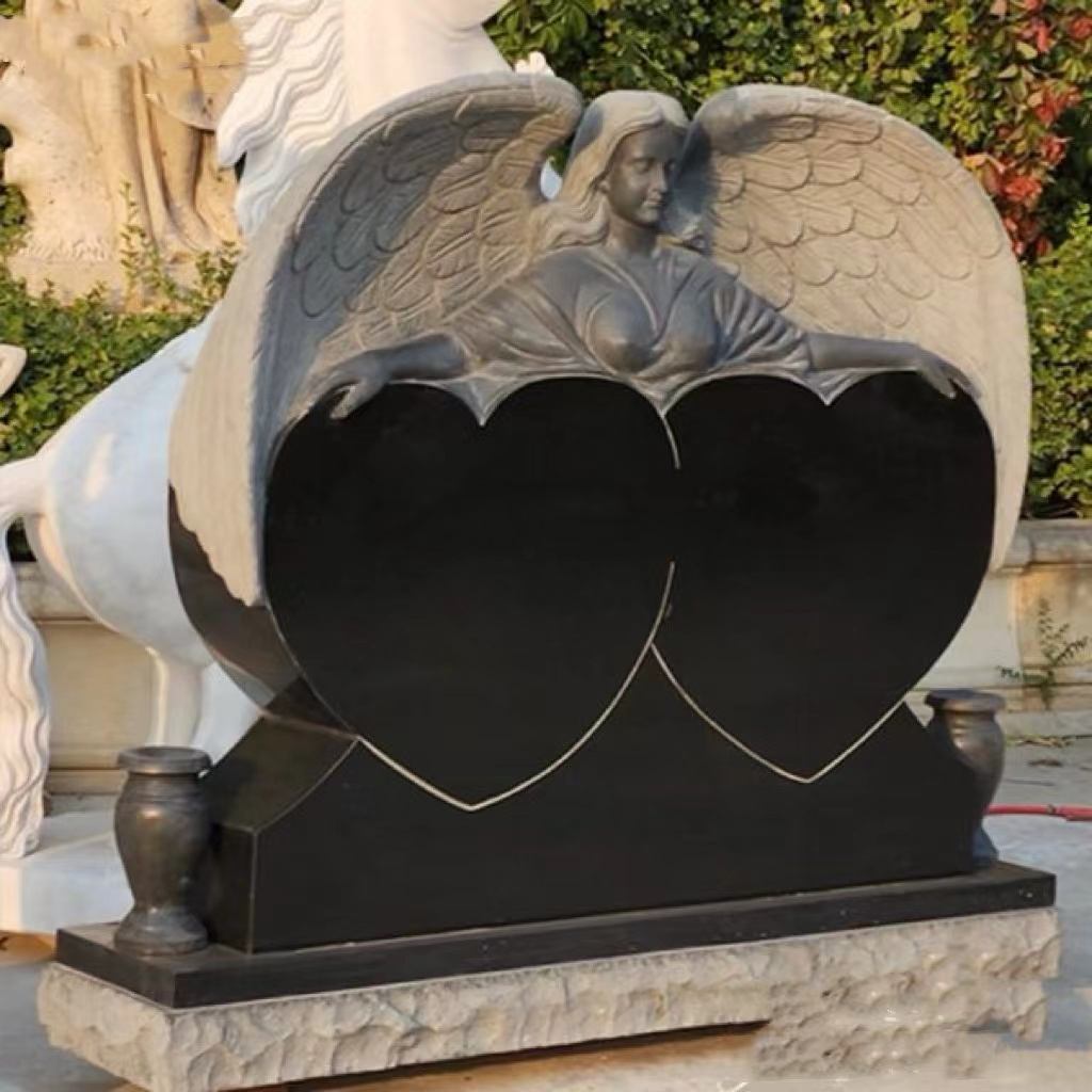천사 수호자 더블 하트 묘비