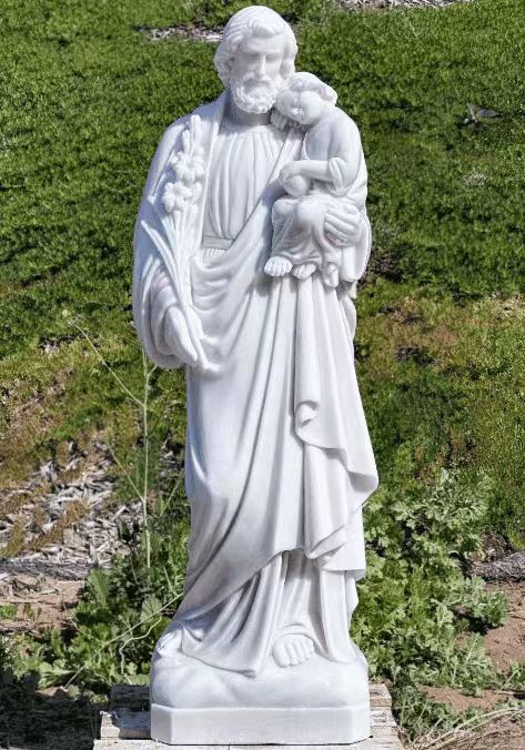 아이를 잡고있는 대리석 거룩한 아버지 흰색 대리석 동상 종교 모범 동상